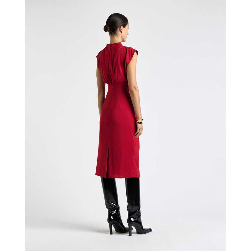 Cue Stretch Viscose Ruched Waist Midi Dress image number 1
